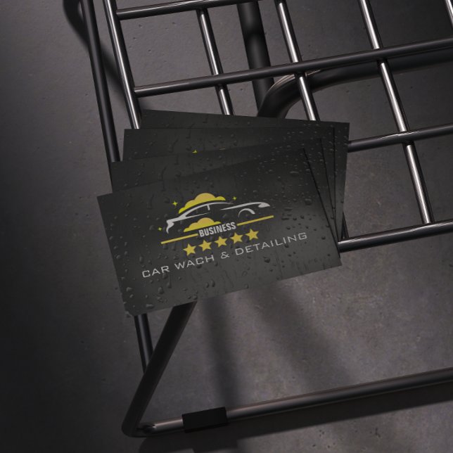 Car Wach & Auto detailing rofessional Water black Visitenkarte (Von Creator hochgeladen)