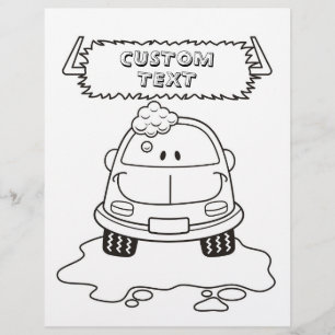 Car Wash Cartoon Colour Book Page
