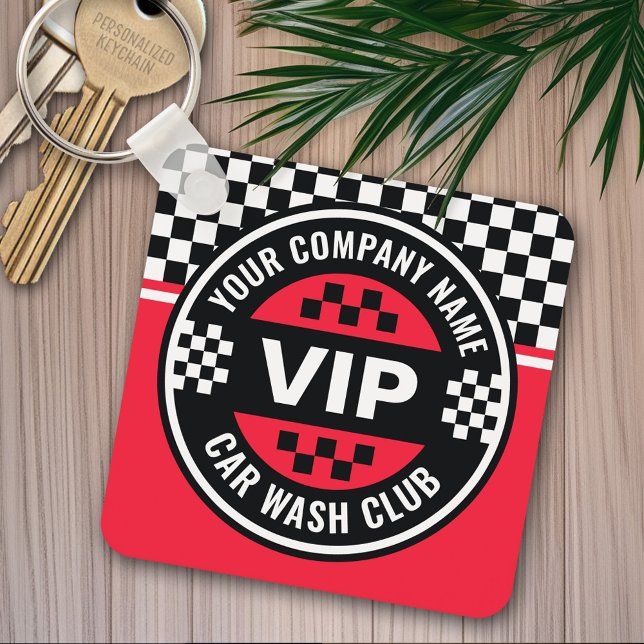 Car Wash Club - Racing Checkered Flag Prämien Schlüsselanhänger (Personalized keychain - add a logo)