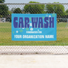 Car Wash Fundraiser Event Blue Bubbles Banner
