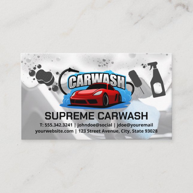 Car Wash Logo | Icons reinigen Visitenkarte (Vorderseite)