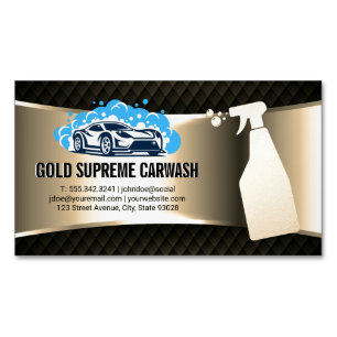 Car Wash Logo Reinigungsdienst Gold Metallic Magnetische Visitenkarte