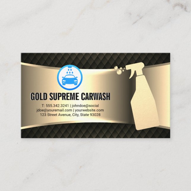 Car Wash Logo | Reinigungsdienst Gold Metallic Visitenkarte (Vorderseite)