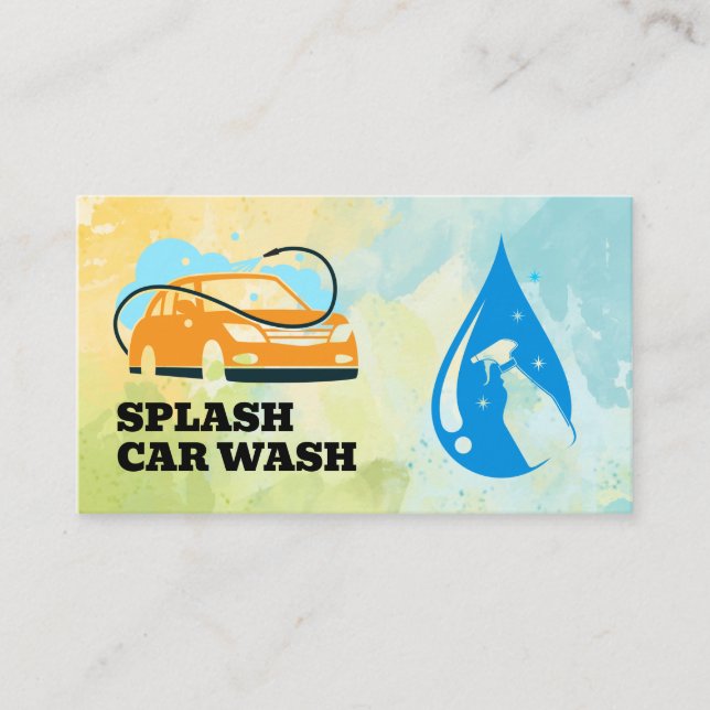 Car Wash Logo | Sprühflasche | AUTO Visitenkarte (Vorderseite)