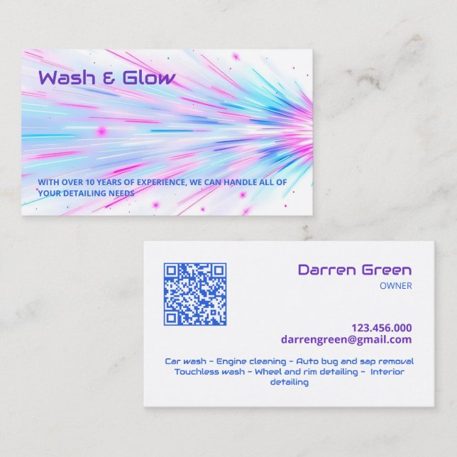 Car Wash QR Visitenkarte (Vorne/Hinten)