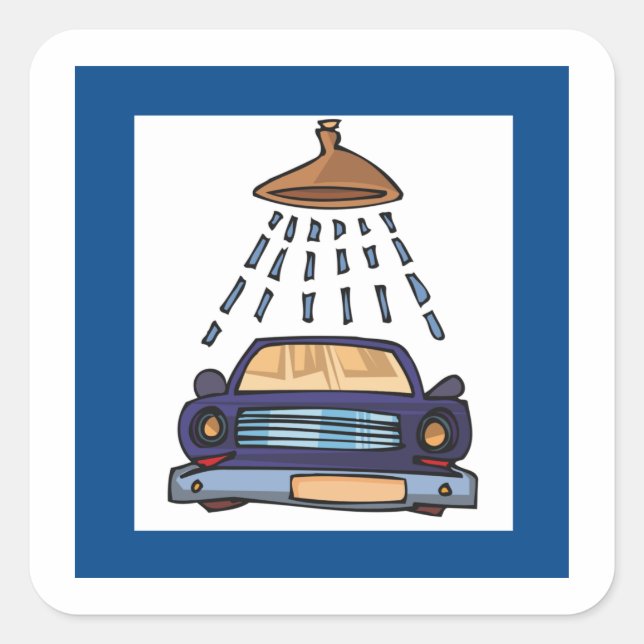 Car Wash Sign Quadratischer Aufkleber (Vorderseite)