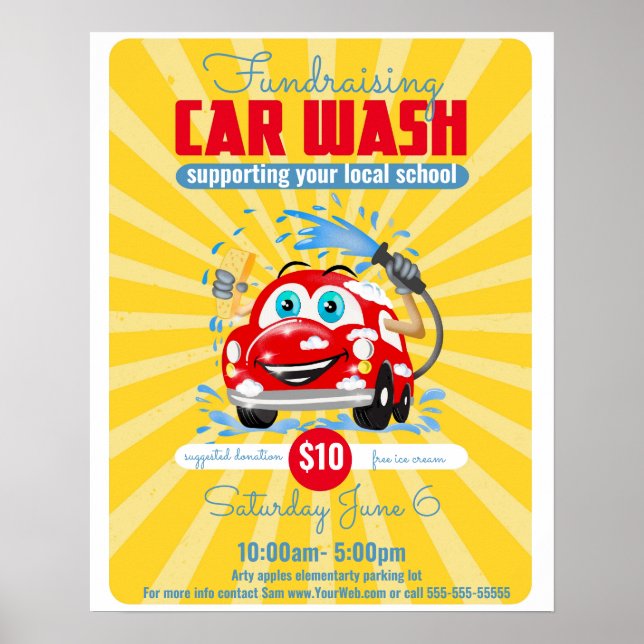 Car Wash Thema Event Flyer, Schulveranstaltung Poster (Vorne)