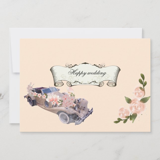 Car wedding Navy Floral Bridal Shower &Recipe All  Einladung (Vorderseite)