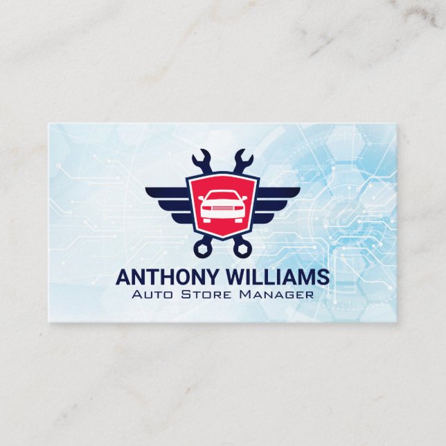 Car Wrenches | Futuristischer Hintergrund Visitenkarte (Vorderseite)
