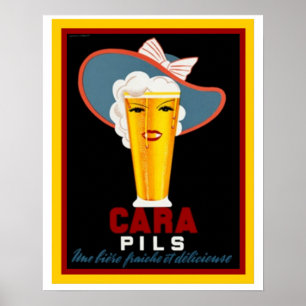 Cara Pils Vintage Bierwerbungsplakat 16 x 20 Poster
