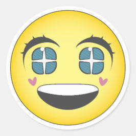 Cara sonriente anime con corazones runder aufkleber