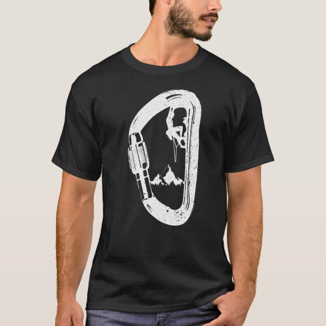 Carabiner mit Berggipfel T-Shirt (Vorderseite)