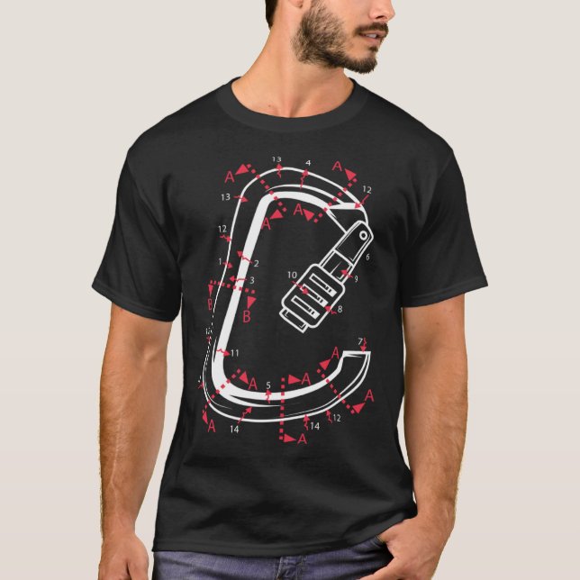 Carabiner Mountain Climber Or Climbing Expert T-Shirt (Vorderseite)