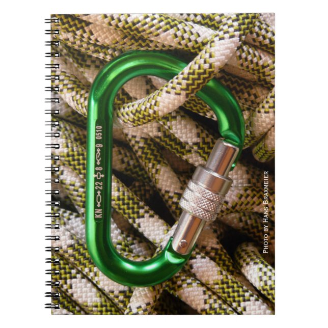 Carabiner und Climbing Rope Notebook Notizblock (Vorderseite)