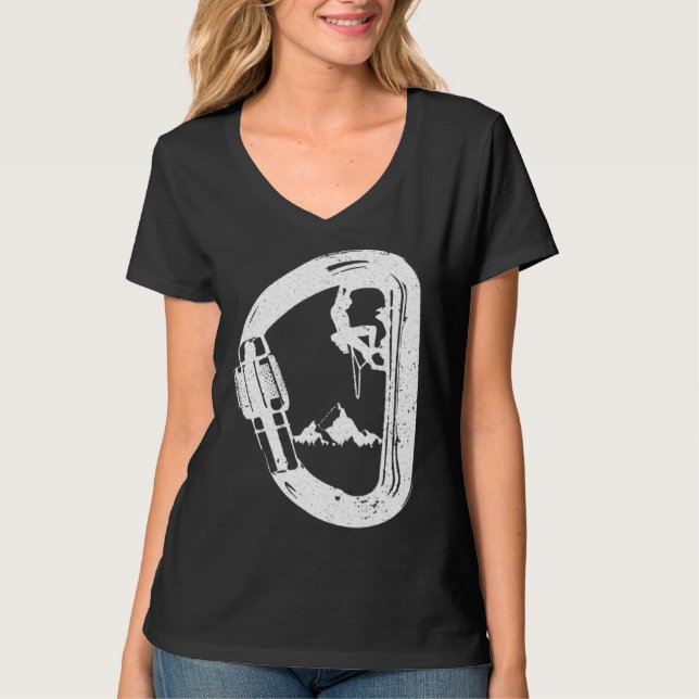 Carabiner with Mountaineer Mountains Climbing T-Shirt (Vorderseite)