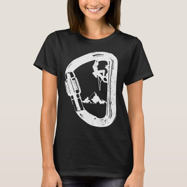 Carabiner with Mountaineer Mountains Climbing T-Shirt (Vorderseite)