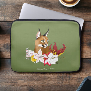 Caracal Wild Cat Floral Green Laptopschutzhülle
