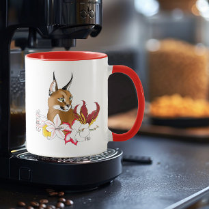 Caracal Wild Cat Floral Green Tasse