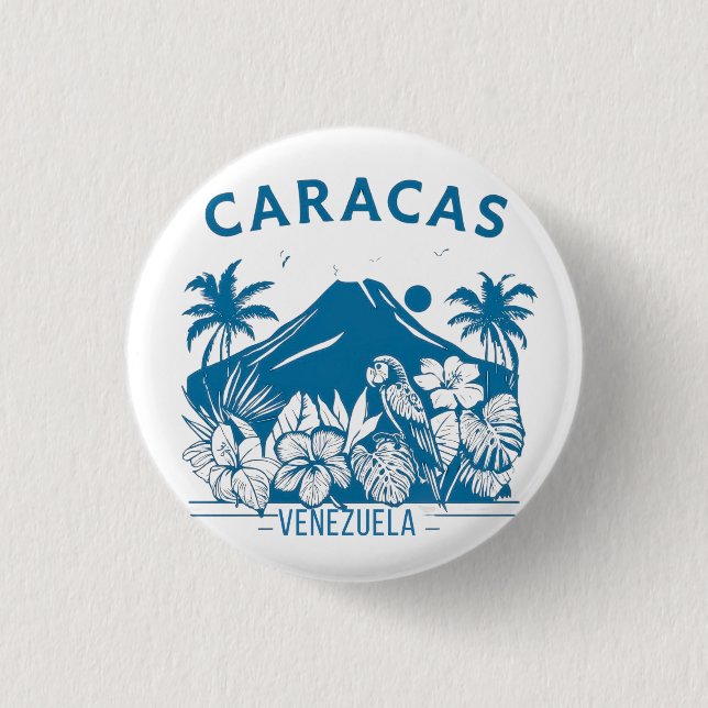 Caracas Venezuela diseño retro tropical | Vintage  Button (Vorderseite)
