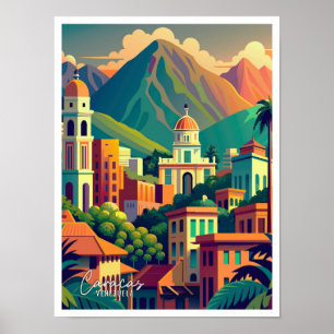 Caracas Venezuela Kunst Vintage Reiseillustration Poster