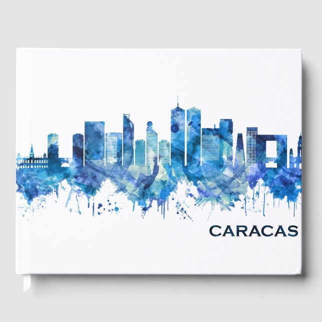 Caracas Venezuela Skyline Blue Gästebuch (Vorderseite)