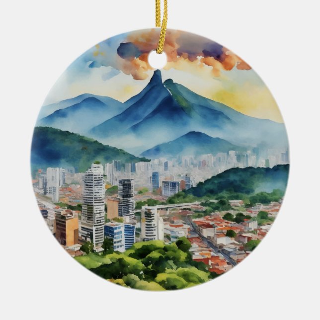 Caracas Venezuela Watercolor Keramik Ornament (Vorne)