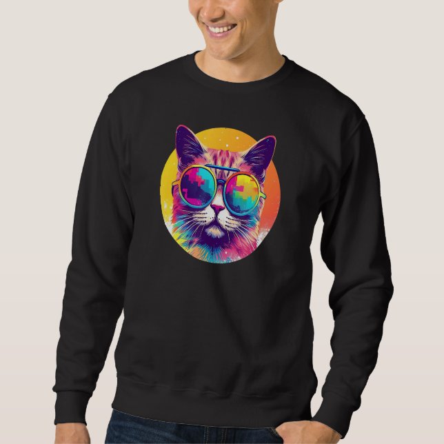 Caracat Cat Wearing Sunglasses Retro Sweatshirt (Vorderseite)