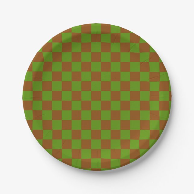Caramel apple checkered board pattern pappteller (Vorderseite)