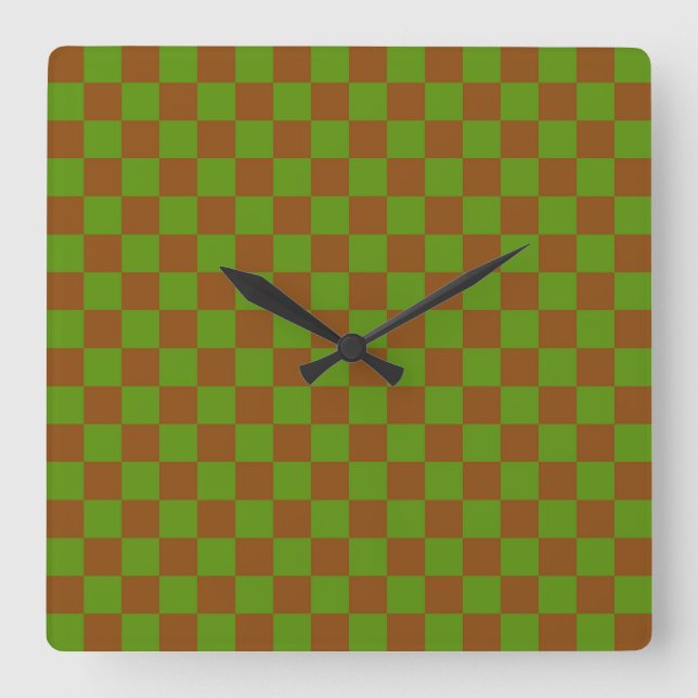 Caramel apple checkered board pattern quadratische wanduhr (Vorderseite)
