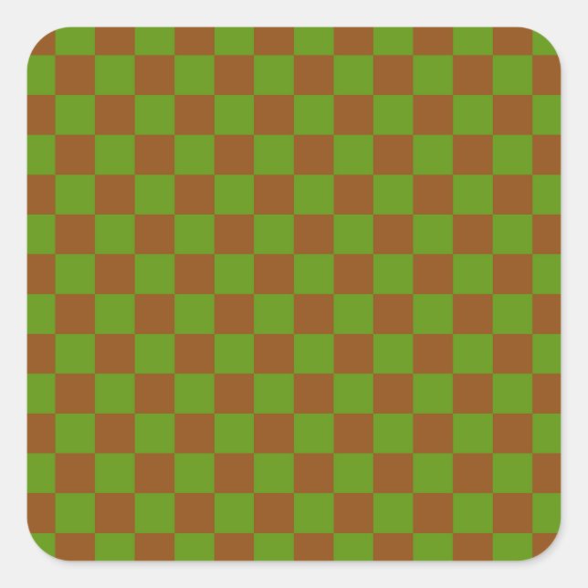 Caramel apple checkered board pattern quadratischer aufkleber (Vorderseite)