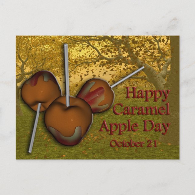 Caramel Apple Day Postcard 21. Oktober Postkarte (Vorderseite)