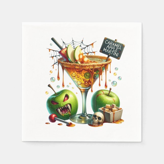 Caramel Apple Martini Halloween Paper Serviette (Vorderseite)