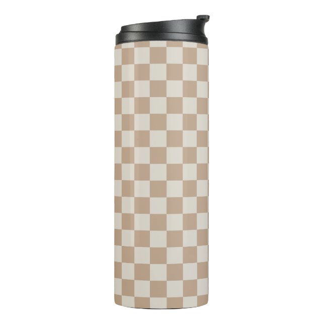 Caramel Brown Checkered Brown Caramel Pattern Thermosbecher (Nach links gedreht)