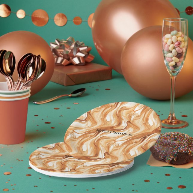 Caramel Carmel Candy Swirls Christmas Pappteller (Multi)