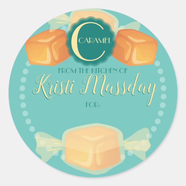 Caramel Carmel hausgemachte Süßspeisen Weihnachten Runder Aufkleber (Vorderseite)