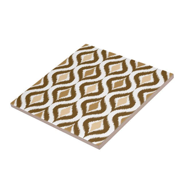 Caramel Coffee Brown Retro Chic Ikat Droptern Must Fliese (Seite)