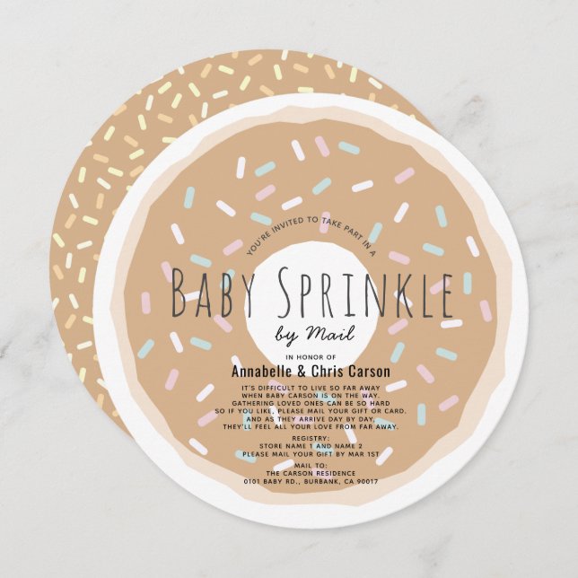 Caramel Donut Baby Sprinkle Dusche von Mail Circle Einladung (Vorne/Hinten)