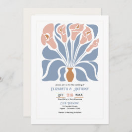 Caramel & Dusty Blue Abstract Floral Boho Wedding Einladung