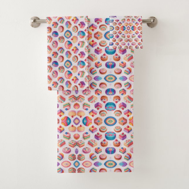 Caramel floral Personalisiertes Muster Badhandtuch Set (Insitu)