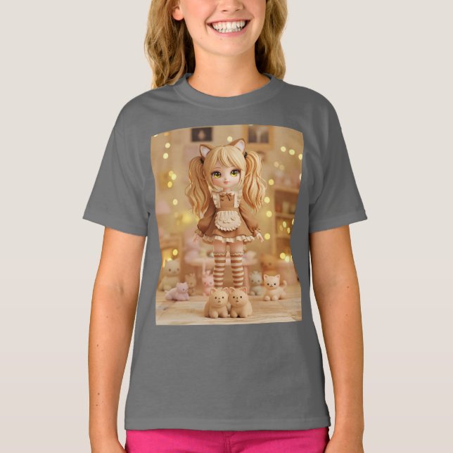Caramel Kitten Kawaii Doll T-Shirt (Vorderseite)