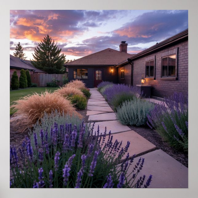 Caramel Lavender Lila House Yard Poster (Vorne)
