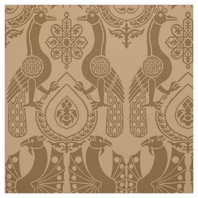 Caramel Mittelalterliche Friedhöfe und Drachen Stoff (Muster)