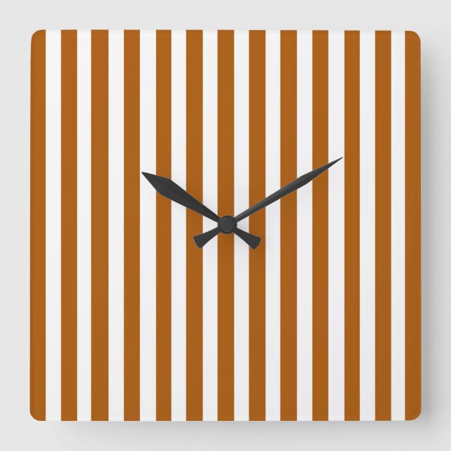 Caramel Modern Stripes Quadratische Wanduhr (Vorderseite)