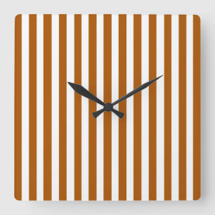 Caramel Modern Strips Quadratische Wanduhr