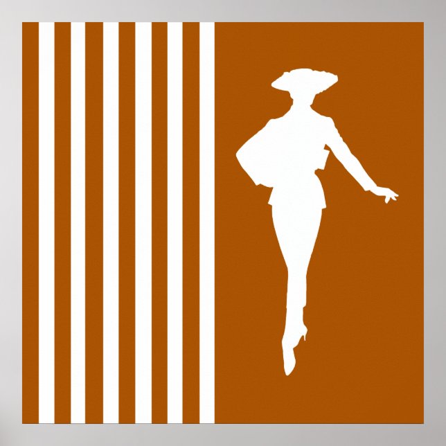Caramel Moderne Streifen mit Mode-Silhouette Poster (Vorne)