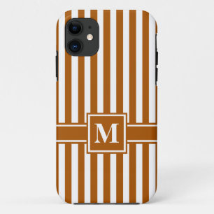 Caramel Moderner Streifen mit Monogramm Case-Mate iPhone Hülle