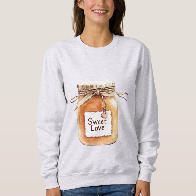 Caramel Sweet Love Jar with Pink Heart Sweatshirt (Vorderseite)