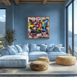 Caras divertidas: Arte urbano colorido Poster