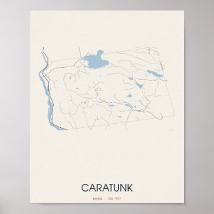 Caratunk, Maine Straßenkarte Poster – Gegr. 1977