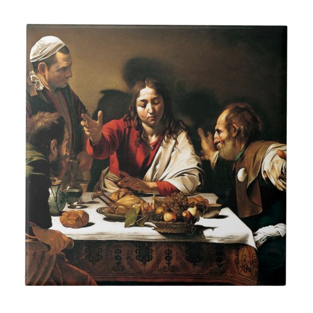 Caravaggio - Abendessen bei Emmaus - klassische Fliese (Vorderseite)